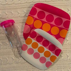 Pink Polka Dot Picnic Plates with Wine Tumbler